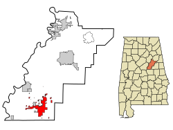 Talladega County Alabama Incorporated and Unincorporated areas Sylacauga Highlighted